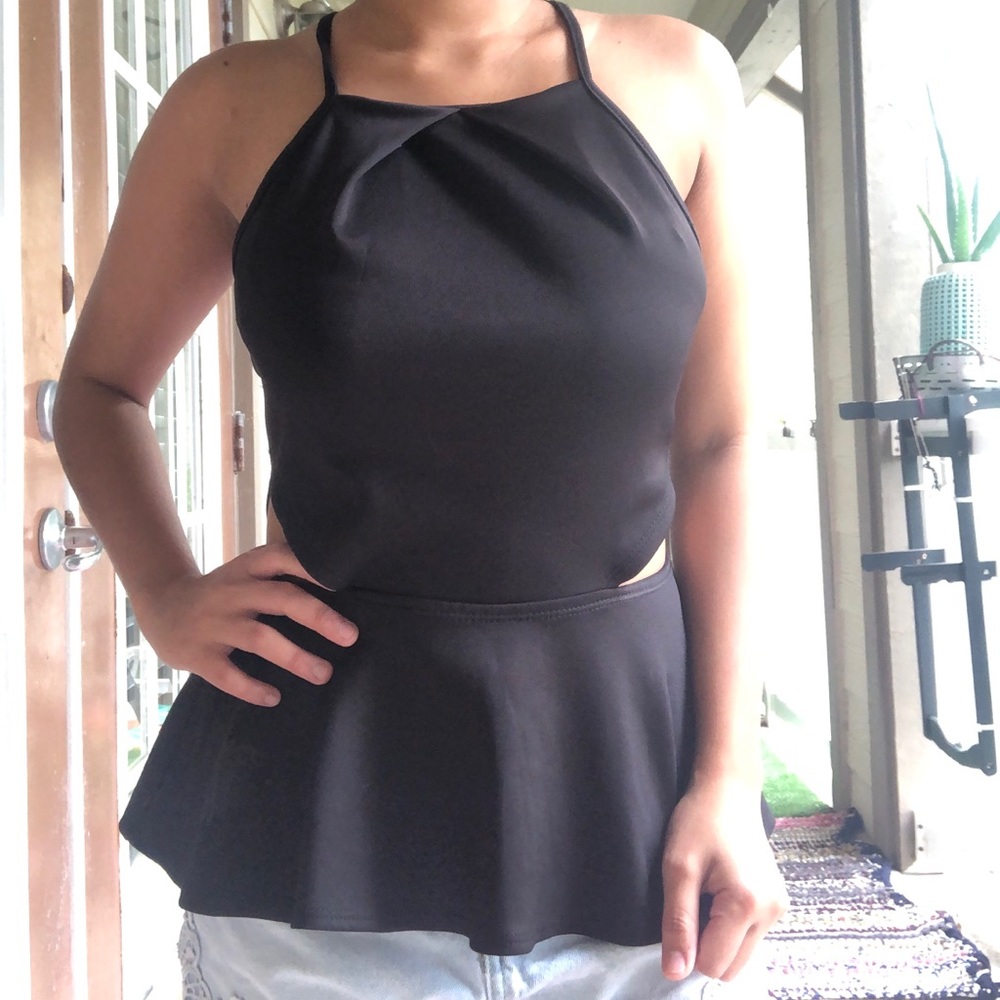Peplum black tank